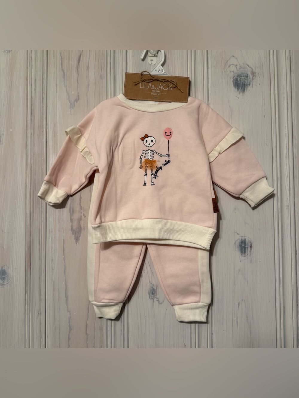 NWT Lila & Jack Pink Baby Girl Set w Skeleton Balloon Spooky Cute size 9-12m